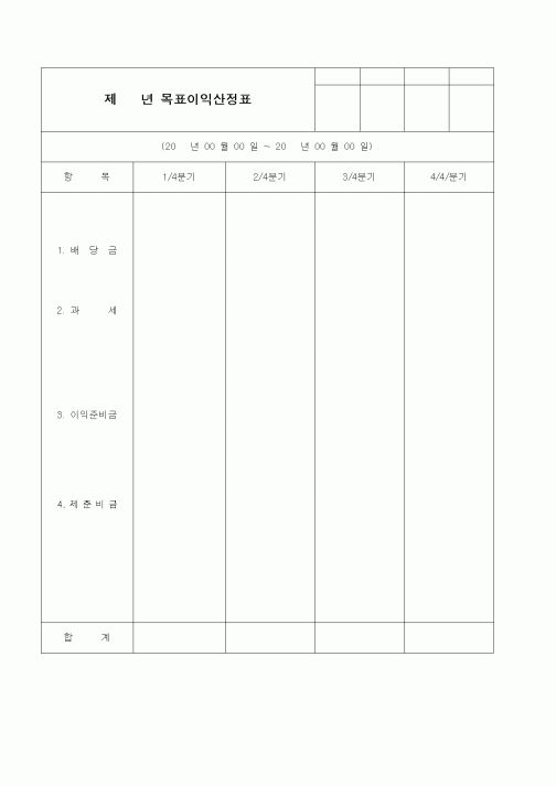 (경리)목표이익산정표