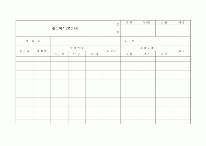 (제조/생산)출고지시보고서