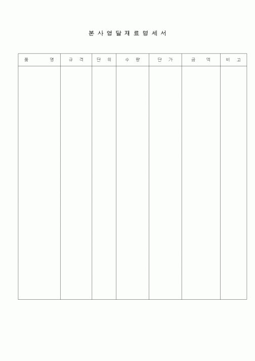 (공사예산/실행)본사영달재료명세서