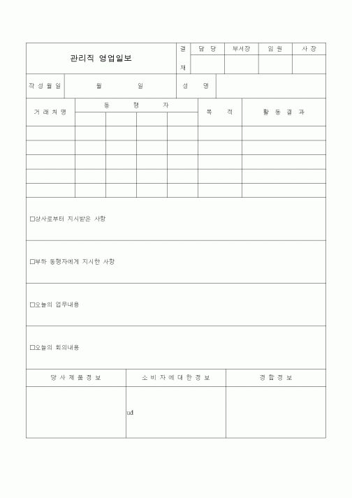 (판매/영업)관리직 영업일보