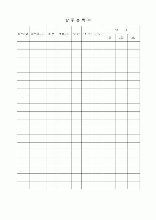 (제조/생산)발주품목록