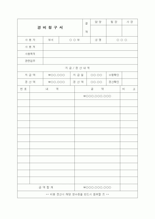 (경리)경비청구서