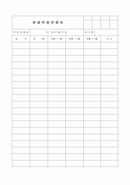 (경리)받을어음연령표