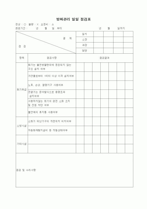 (부동산)방화관리 일일 점검표