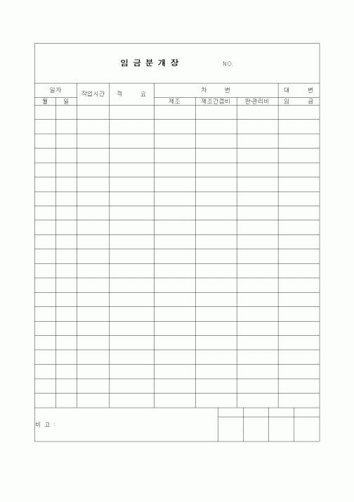 (경리)임금분개장