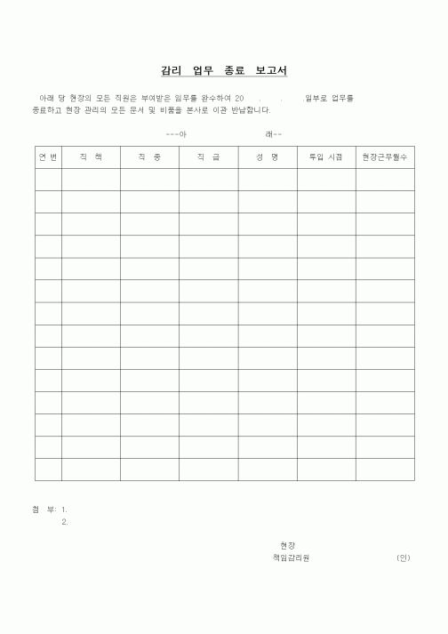 (공사관리)감리업무 종료보고서