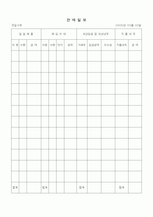 (판매/영업)판매일보(어종)