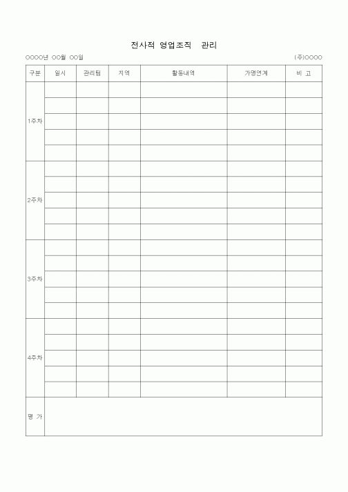 (판매/영업)전사적 영업조직관리