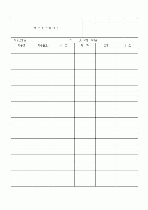(판매/영업)물품납품집계표1