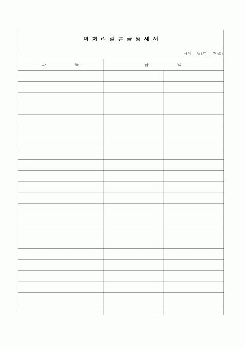 (경리)미처리결손금명세서