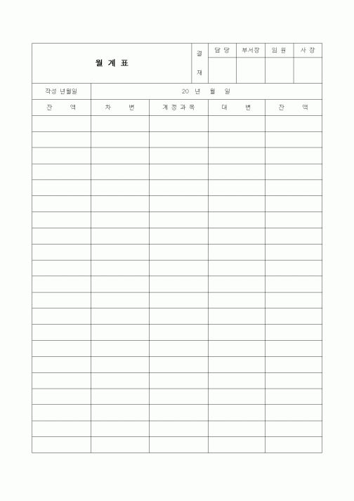 (경리)월계표