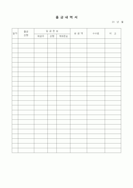 (경리)출금내역서