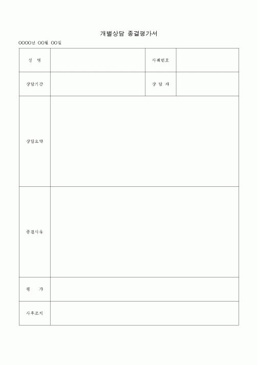 (판매/영업)개별상담 종결평가서
