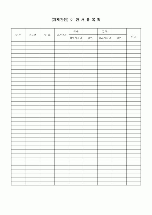 (장비관리)자재관련이관서류목적