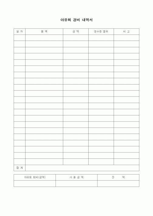 (경리)야유회 경비 내역서