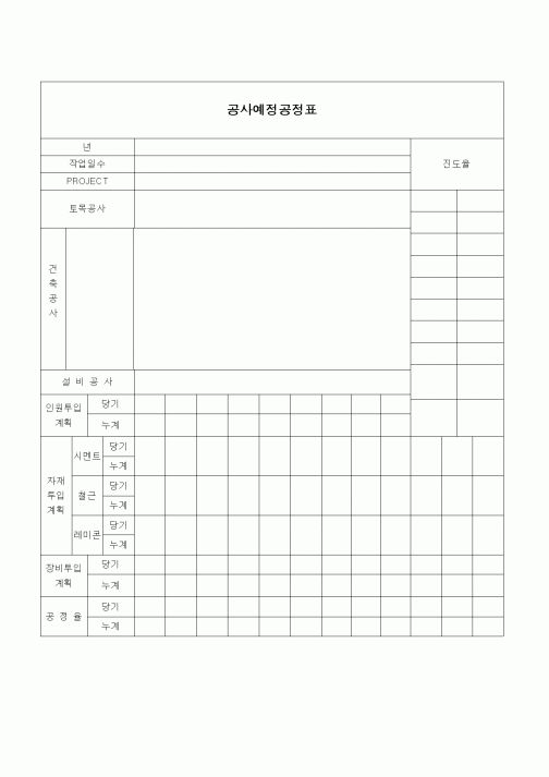 (공사관리)공사예정공정표