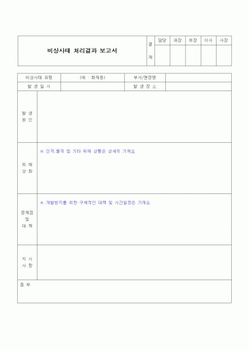 (건설규정)비상사태 처리결과 보고서