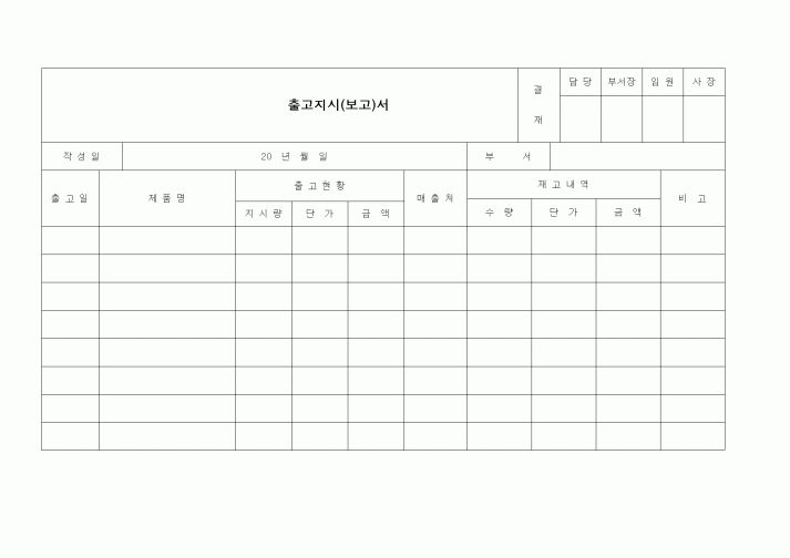 (제조/생산)출고 지시서(보고)