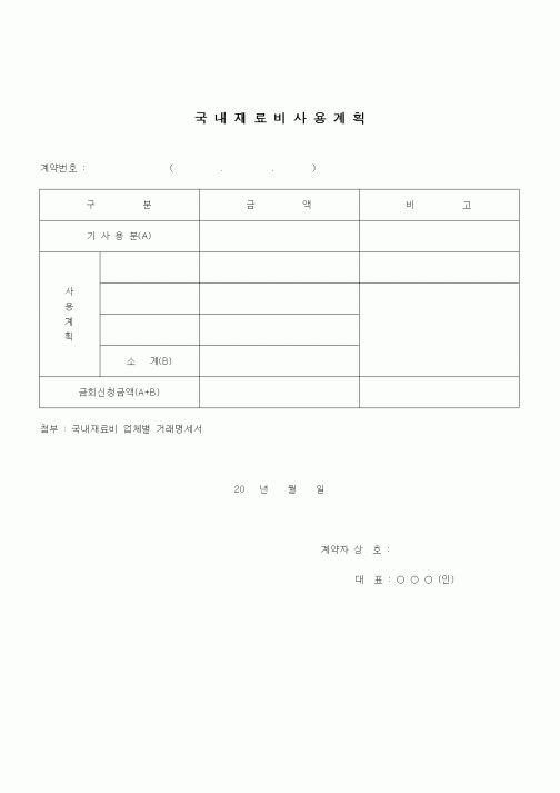 (건설규정)국내 재료비 사용 계획