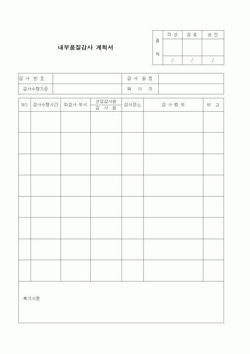 (총무)내부품질감사 계획서