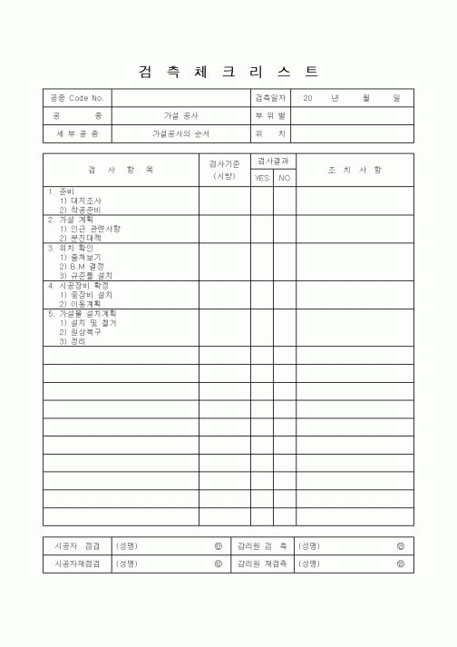 (품질관리)검측체크리스트(1)