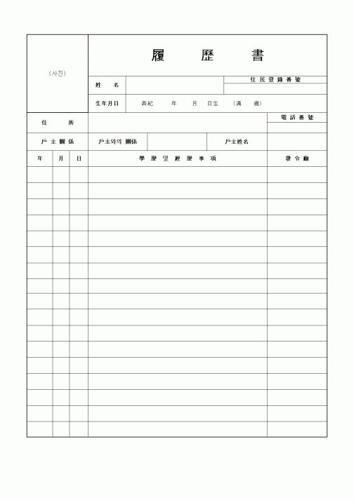 (인사/노무)履 歷 書