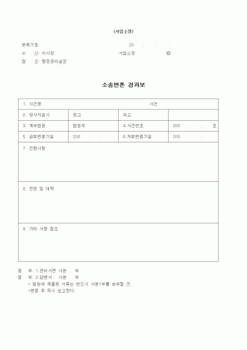 (생활민원)소송변론 경과보