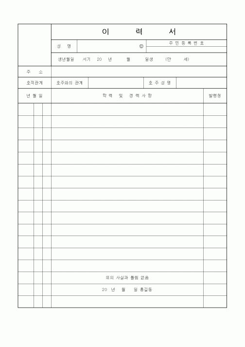 (인사/노무)이력서 및 자기소개서
