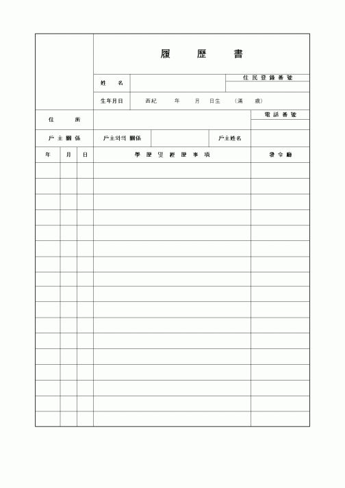 (인사/노무)履 歷 書1