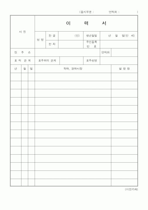 (인사/노무)이력서17