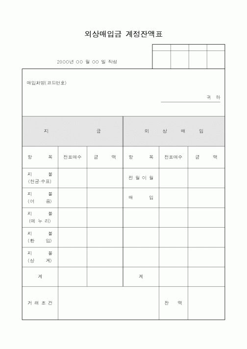 (세무/회계)외상매입금 계정잔액표1