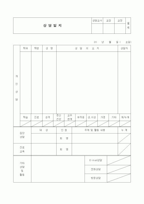 (중/고등학교)학생상담일지
