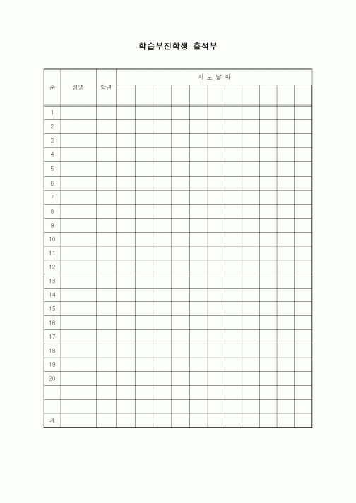 (중/고등학교)학습부진학생 출석부1