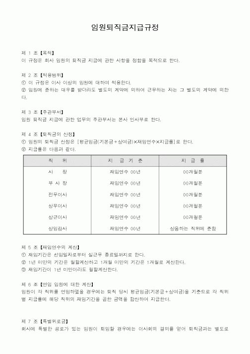 (기타)임원퇴직금지급규정