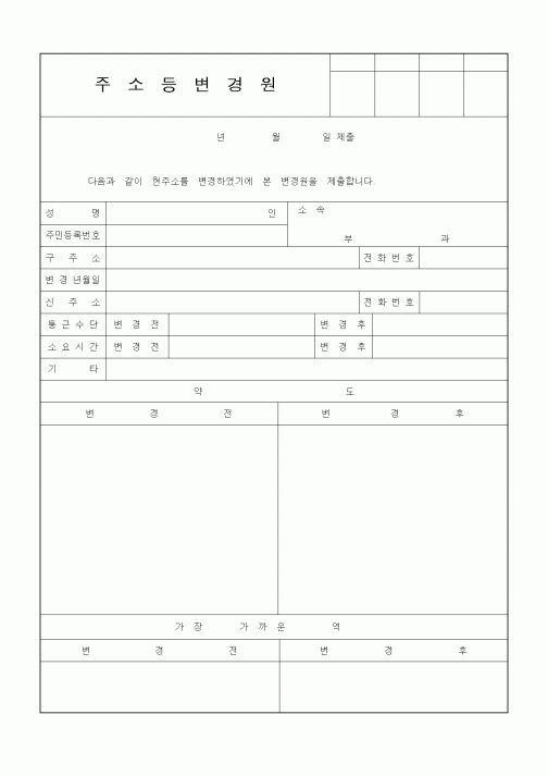 (인사/노무)주소등변경원1