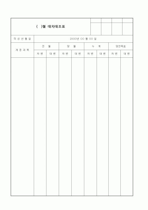 (경리)()월대차대조표