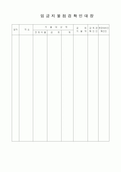(공사예산/실행)임금지불점검확인대장
