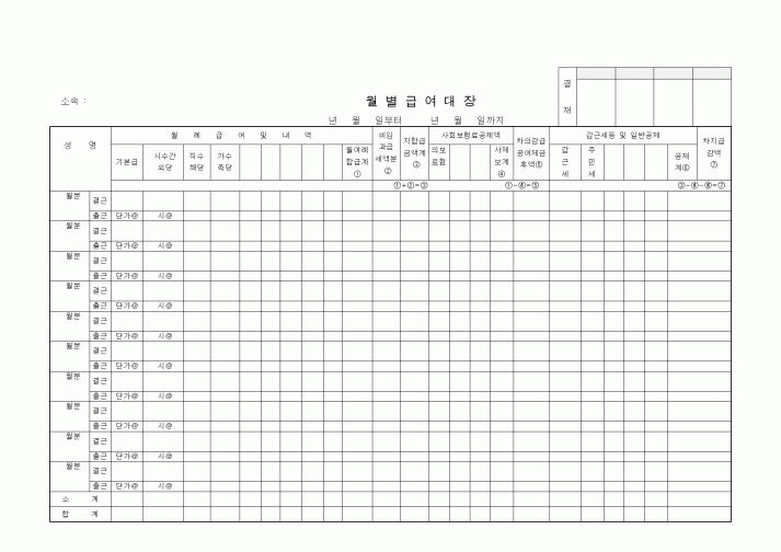 (인사/노무)월별급여대장1