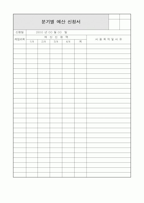 (경영)분기별 예산 신청서3