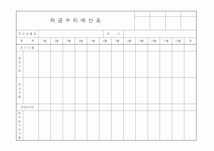 (세무/회계)자금수지예산표1