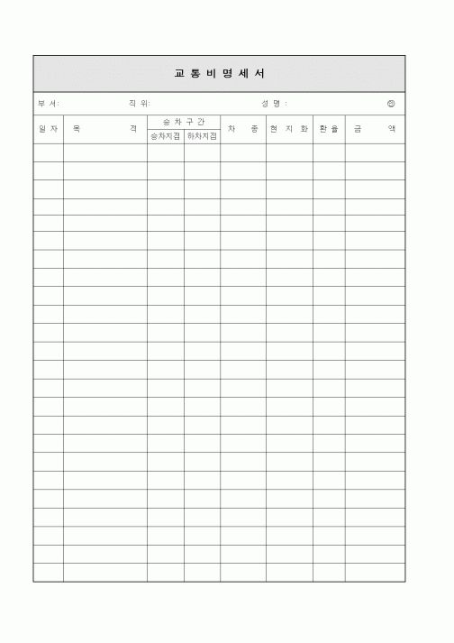 (세무/회계)교통비명세서