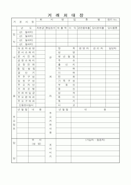 (판매/영업)거래처대장