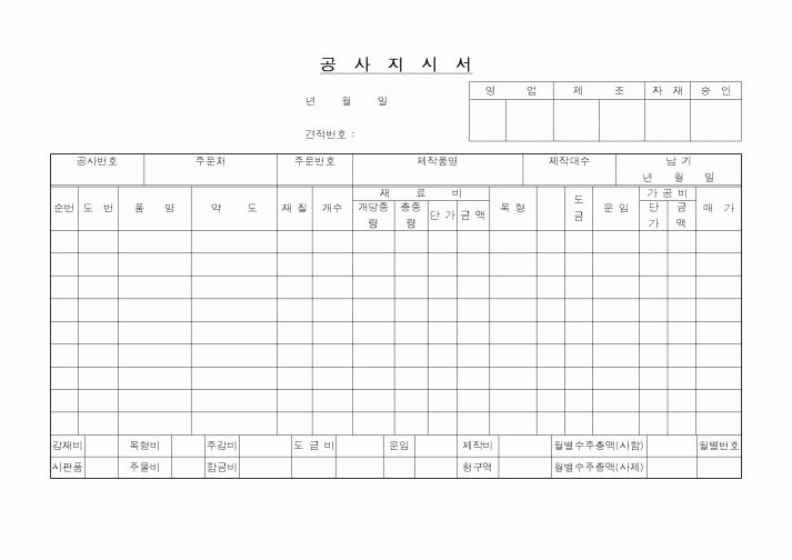 (기타건설)공사지시서