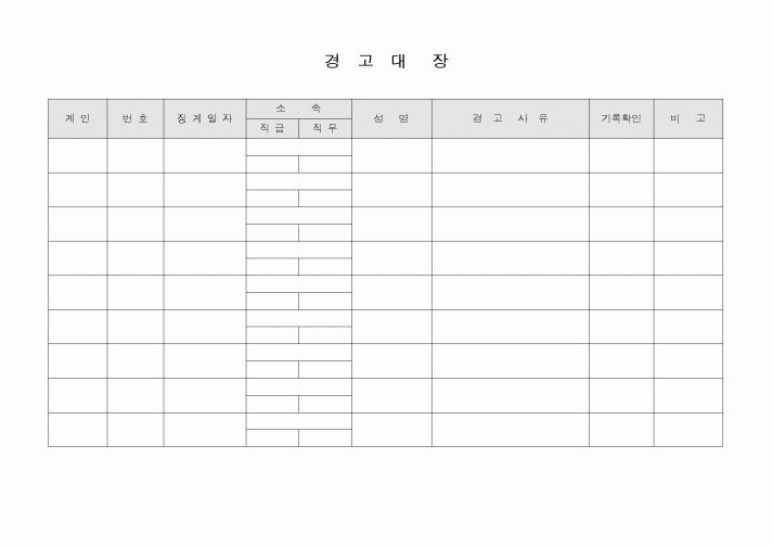 (총무)경고대장