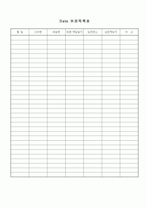 (총무)Data 보관목록표