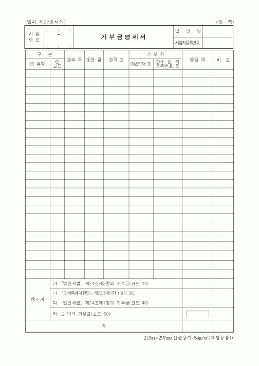 (세무/회계)기부금명세서1