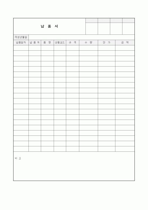 (판매/영업)납품서