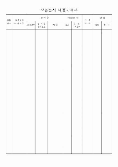 (총무)보존문서 대출기록부