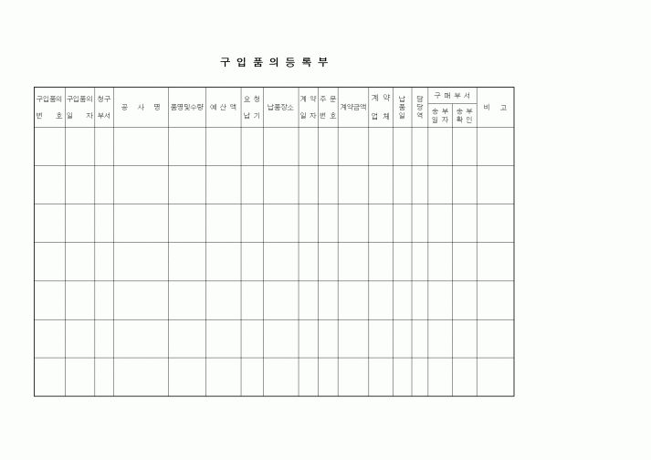 (구매/외주서식)구입품의등록부1