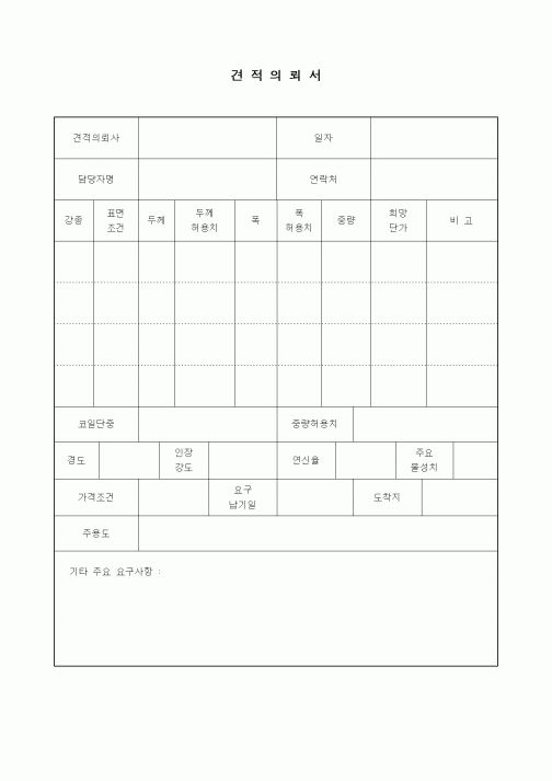 (제조/생산)견적의뢰서